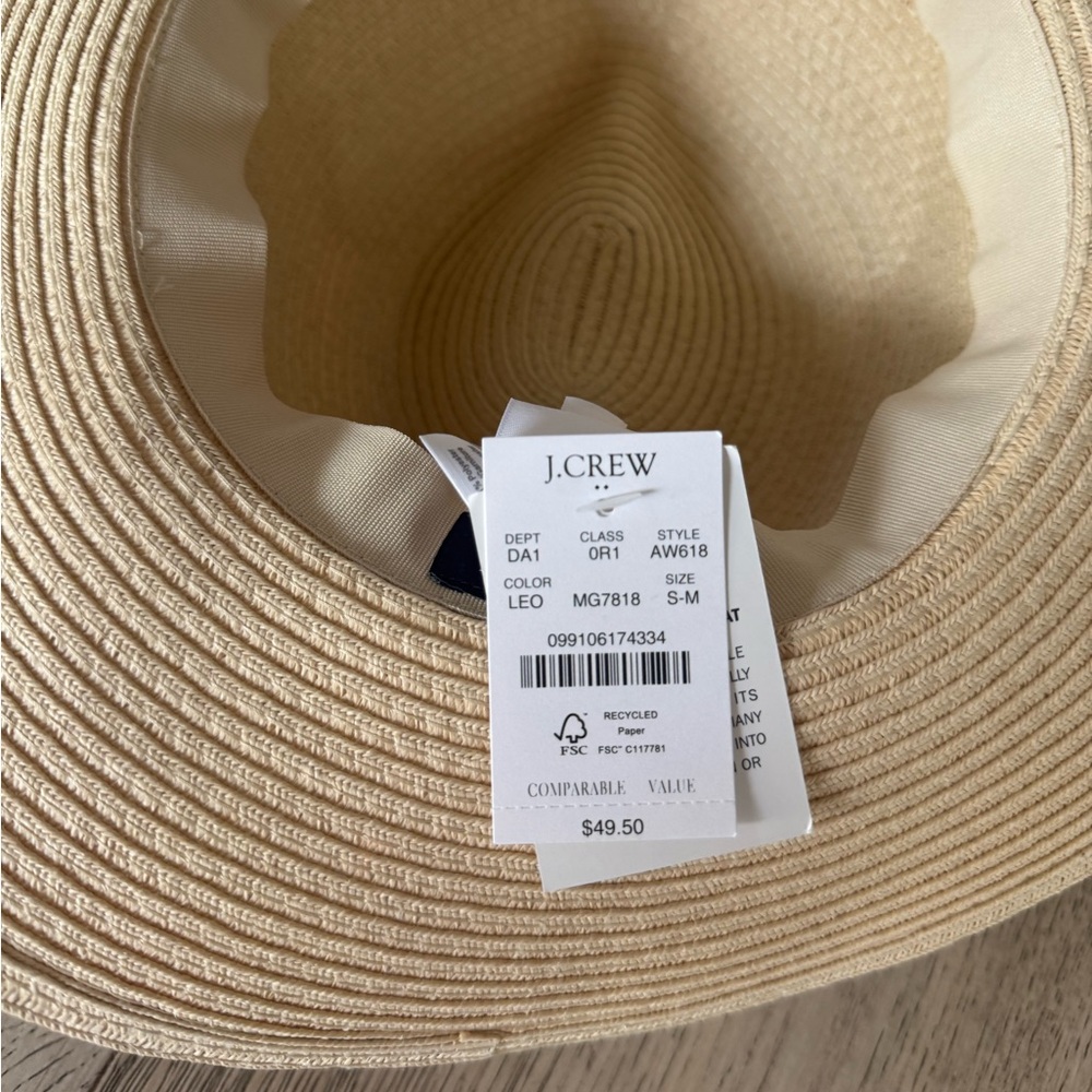 NWT j crew packable Straw hat with Leopard Band size S/m - Picture 4 of 7